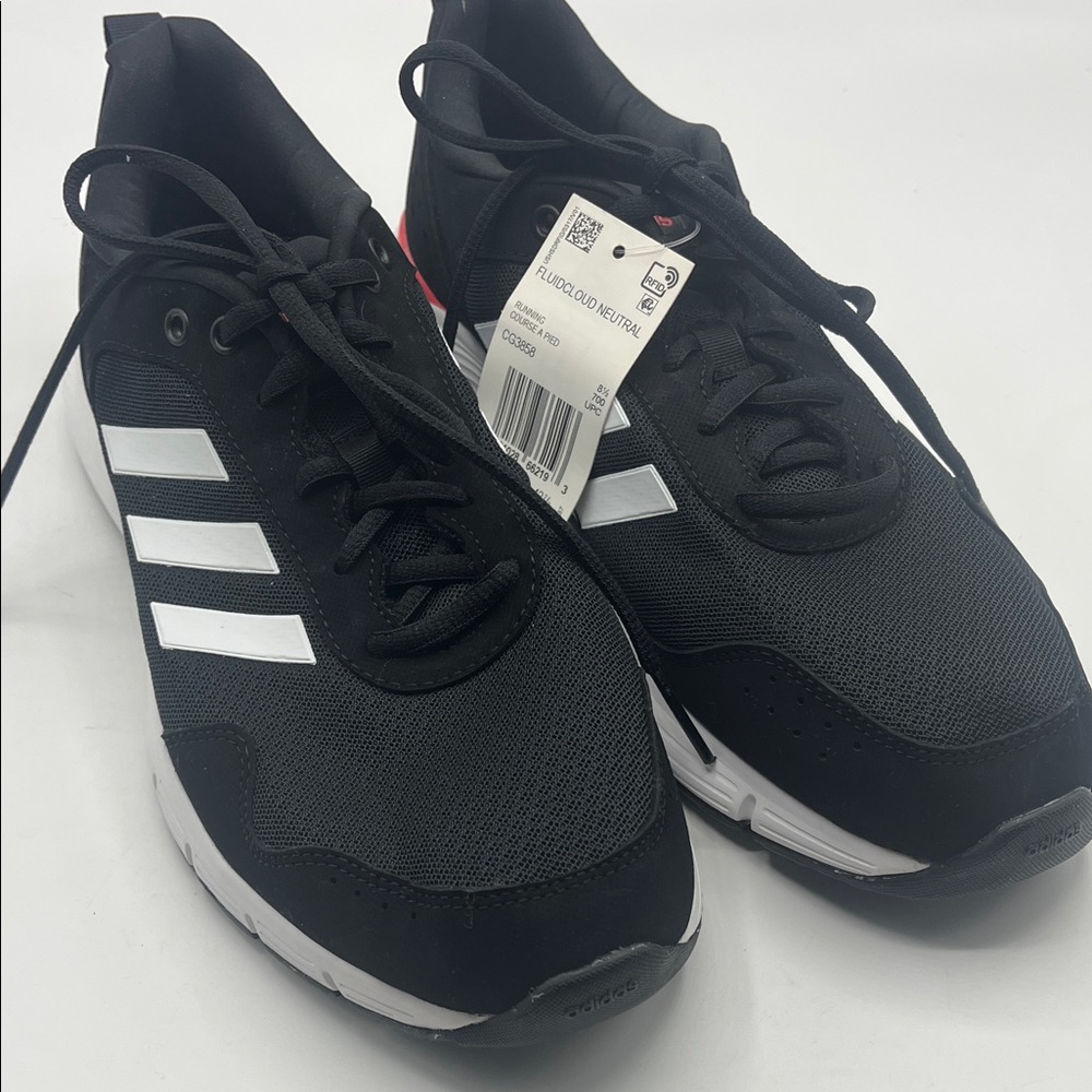 Adidas Men's Black Athletic Shoes with White Stripes